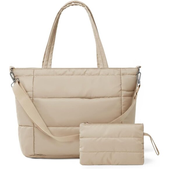 Chic Lightweight Puffer Tote Bag with Zipper - Ultimate 3-in-1 Travel Companion - Picture 1 of 7